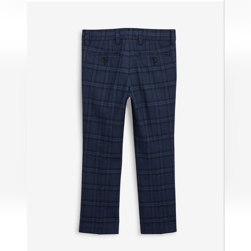 6Y Next Navy Blue Check Print Skinny Fit Dress Pants - Picture 6 of 8